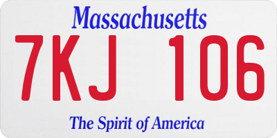 MA license plate 7KJ106