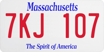 MA license plate 7KJ107