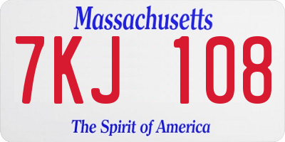 MA license plate 7KJ108
