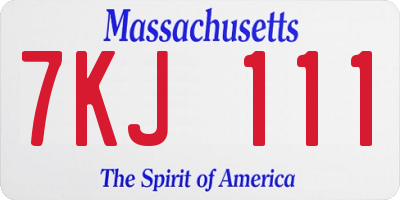 MA license plate 7KJ111