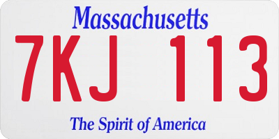 MA license plate 7KJ113
