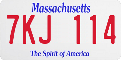 MA license plate 7KJ114