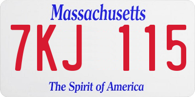 MA license plate 7KJ115