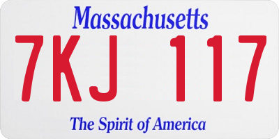 MA license plate 7KJ117
