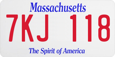 MA license plate 7KJ118