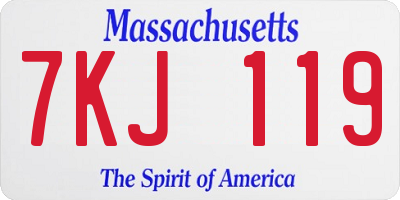MA license plate 7KJ119
