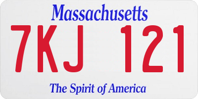 MA license plate 7KJ121