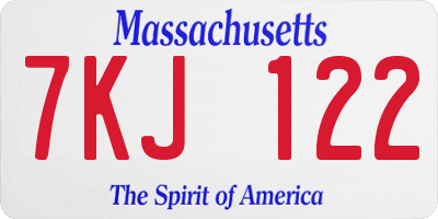 MA license plate 7KJ122