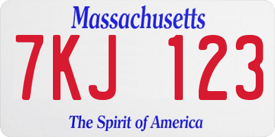 MA license plate 7KJ123
