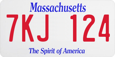 MA license plate 7KJ124
