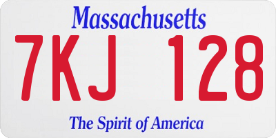 MA license plate 7KJ128
