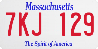 MA license plate 7KJ129