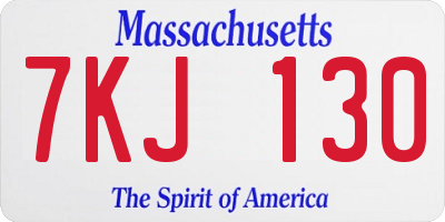 MA license plate 7KJ130