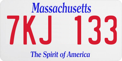 MA license plate 7KJ133