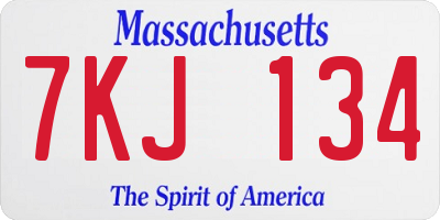 MA license plate 7KJ134