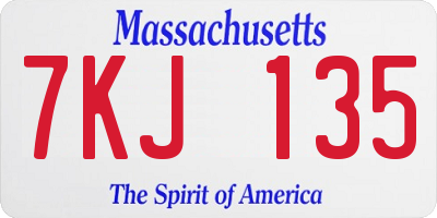 MA license plate 7KJ135