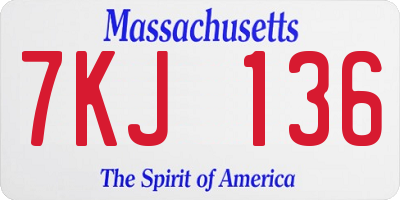 MA license plate 7KJ136