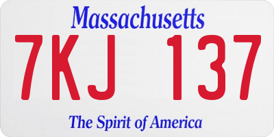 MA license plate 7KJ137