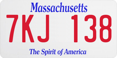 MA license plate 7KJ138
