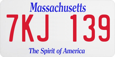 MA license plate 7KJ139