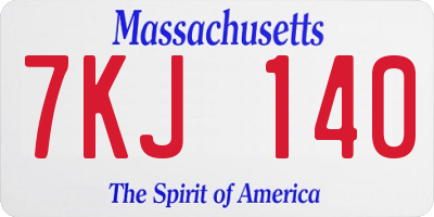 MA license plate 7KJ140