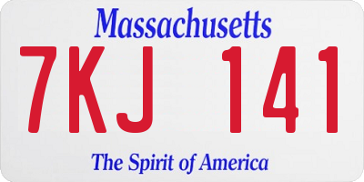 MA license plate 7KJ141