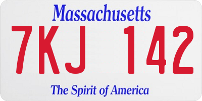 MA license plate 7KJ142