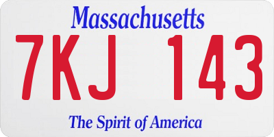 MA license plate 7KJ143