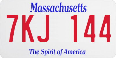 MA license plate 7KJ144