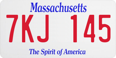MA license plate 7KJ145