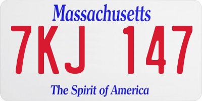MA license plate 7KJ147