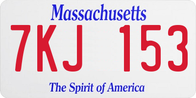 MA license plate 7KJ153