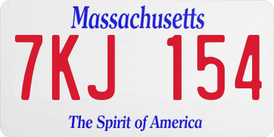 MA license plate 7KJ154