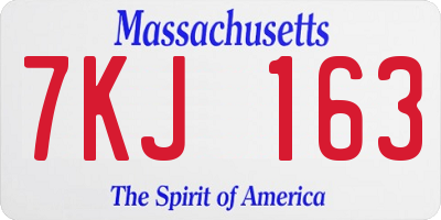 MA license plate 7KJ163