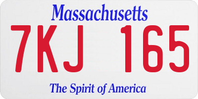 MA license plate 7KJ165
