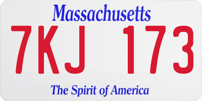 MA license plate 7KJ173