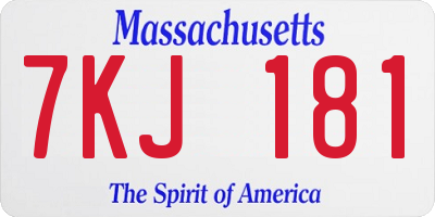 MA license plate 7KJ181