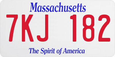 MA license plate 7KJ182