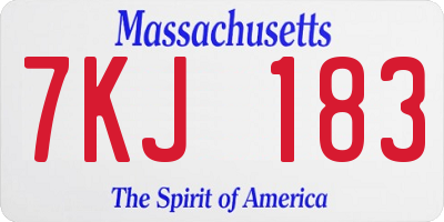 MA license plate 7KJ183