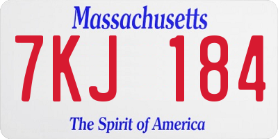 MA license plate 7KJ184