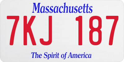 MA license plate 7KJ187