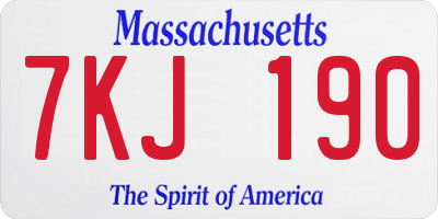 MA license plate 7KJ190