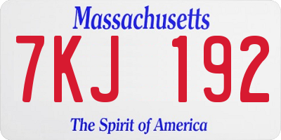 MA license plate 7KJ192