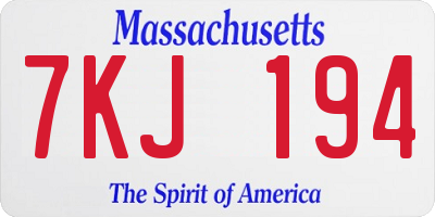 MA license plate 7KJ194