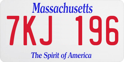 MA license plate 7KJ196