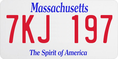MA license plate 7KJ197