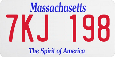 MA license plate 7KJ198