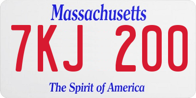 MA license plate 7KJ200
