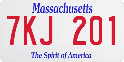 MA license plate 7KJ201