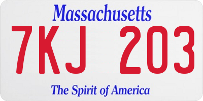 MA license plate 7KJ203